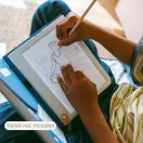 Kidywolf Kidydraw Pad 8 mintafüzet kék borítóval és sport témájú rajzsablonokkal