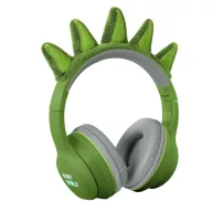 Kidywolf Kidyears Dinosaurs zöld bluetooth gyerek fejhallgató mágneses dinó taréjjal elölnézetből