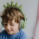 Kidywolf Kidyears Dinosaurs zöld bluetooth gyerek fejhallgató mágneses dinó taréjjal