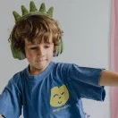 Kidywolf Kidyears Dinosaurs zöld bluetooth gyerek fejhallgató mágneses dinó taréjjal