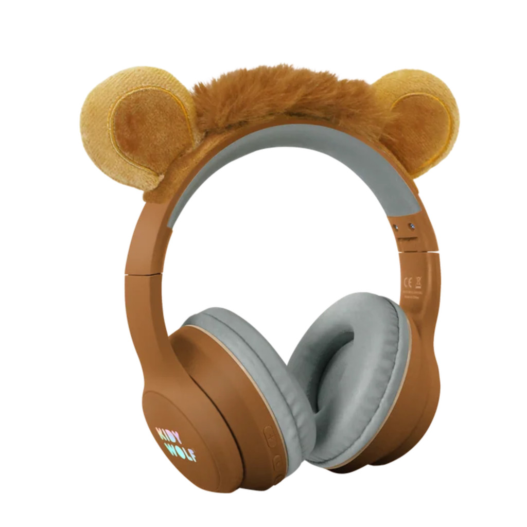 Kidywolf Kidyears Lion barna gyerek fejhallgató plüss oroszlán fülekkel