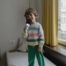 Kidywolf Kidymic zöld színű beépített hangszórós gyerek karaoke mikrofon szivacsfejjel és LED világítással