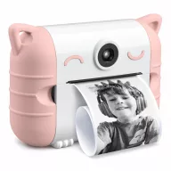 Kidywolf Kidyprint Pink instant rózsaszín gyerek fényképezőgép kinyomtatott fekete-fehér fotóval