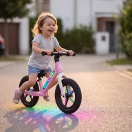 Kick'n'Roll rózsaszín 12 colos futóbicikli RGB LED-világítással a vázon és a kerekekben