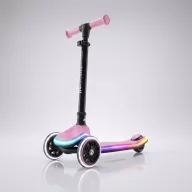 Kick'n'Roll X2 LED rózsaszín háromkerekű gyermek roller világító kerekekkel és fénycsíkkal