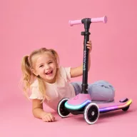 Kick'n'Roll X2 LED rózsaszín háromkerekű gyermek roller világító kerekekkel és fénycsíkkal
