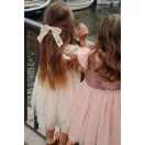 Konges Sløjd Starla puff sleeve dress arany flitteres kislány ruha cseresznye mintával