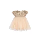 Konges Sløjd Starla puff sleeve dress arany flitteres kislány ruha tüllszoknyával