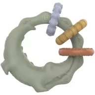 Little Dutch zöldesszürke szilikon rágóka krokodil formában három texturált karikával