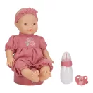 Little Dutch Livia itatós-pisilős baba virágmintás rózsaszín pamutruhában és fejpánttal