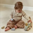 Little Dutch Safari Friends fa építővonat színes kockákkal és állatfigurákkal