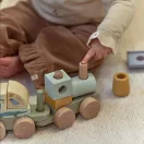 Little Dutch Safari Friends fa építővonat színes kockákkal és állatfigurákkal