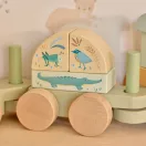Little Dutch Safari Friends fa építővonat színes kockákkal és állatfigurákkal