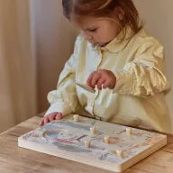 Little Dutch Safari Friends hangos fa puzzle 7 db gombos állatos figurával