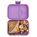 Yumbox Panino 4 rekeszes Lavande Unicorn uzsonnás doboz nyitott állapotban unikornisos mintával