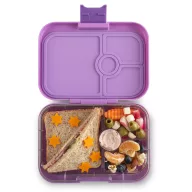 Yumbox Panino 4 rekeszes Lavande Unicorn uzsonnás doboz nyitott állapotban unikornisos mintával