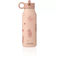 Liewood Falk 350 ml-es rózsaszín hőtartó kulacs nyuszis mintával és lehajtott szívószállal