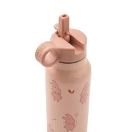 Liewood Falk 350 ml-es rózsaszín hőtartó kulacs nyuszis mintával és lehajtott szívószállal