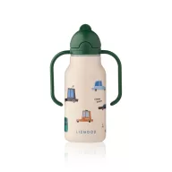 Liewood Kimmie szívószálas itatókulacs 250 ml-es méretben, autós mintával