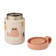 Liewood Kiani ételtároló 350 ml űrtartalommal, cats and dogs mintával, rozsdamentes acél kivitelben