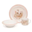 Petit Monkey nyuszis gyermek étkészlet melamine pohárral, mélytányérral és lapostányérral