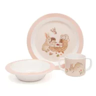 Petit Monkey melamine nyuszis pohár két fehér fogantyúval és ugráló nyuszi mintával