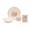 Petit Monkey nyuszis melamine étkészlet szett pohárral, tányérokkal és 3 részes evőeszközzel