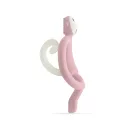 Matchstick Monkey púderrózsaszín rágóka oldalnézetből kunkorodó fehér farokkal