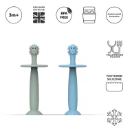   Matchstick Monkey tanuló baba fogkefe - Mentazöld és babakék