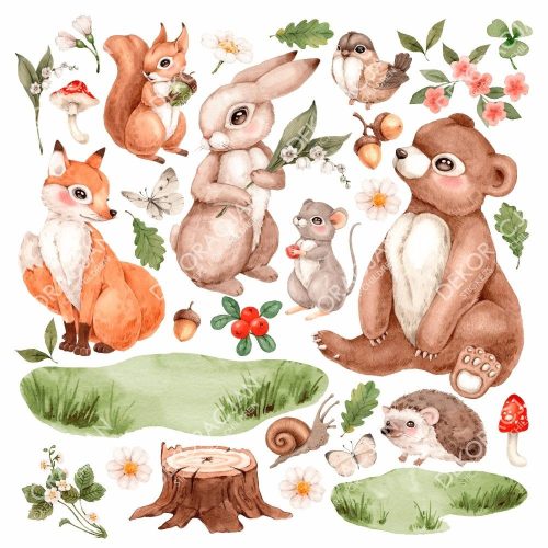 Gyerekszoba falmatrica - Mackó és barátai