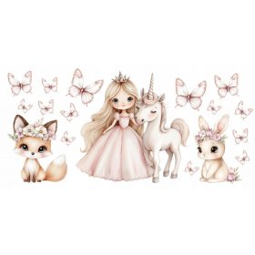 Gyerekszoba falmatrica - Hercegnő és egyszarvú