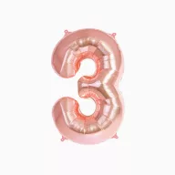 3-as születésnapi szám fólia lufi - Rosegold 100 cm