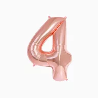 4-es születésnapi szám fólia lufi - Rosegold 100 cm