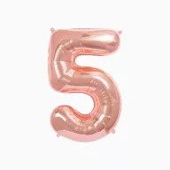 5-ös születésnapi szám fólia lufi - Rosegold 100 cm
