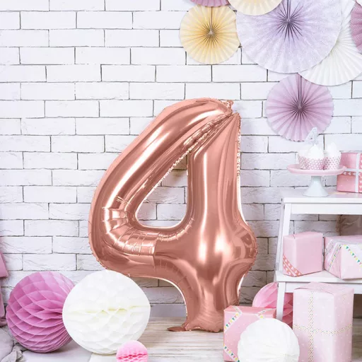 5-ös születésnapi szám fólia lufi - Rosegold 100 cm