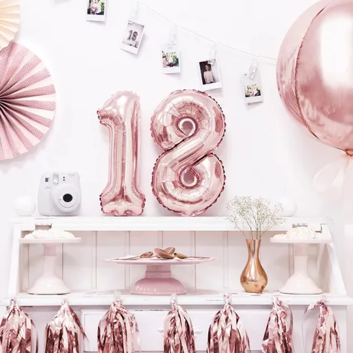 5-ös születésnapi szám fólia lufi - Rosegold 100 cm