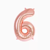 6-os születésnapi szám fólia lufi - Rosegold 100 cm