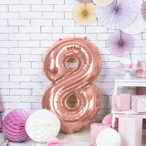 9-es születésnapi szám fólia lufi - Rosegold 100 cm