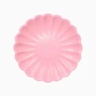 Virágos papírtányér 23cm - 6 db-os csomag - Rózsaszín