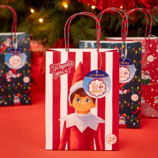 Karácsonyi ajándéktáska 26x10x32cm - Elf on the shelf