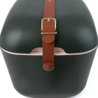 Polarbox Gold 12L sötétzöld hűtőtáska barna pánttal és arany felirattal