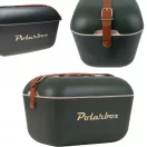 Polarbox Gold 12L sötétzöld hűtőtáska barna pánttal és arany felirattal
