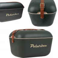 Polarbox Gold 12L sötétzöld hűtőtáska barna pánttal és arany felirattal
