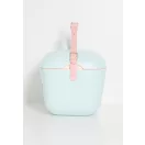 Polarbox Celeste Pink 20L-es retró hűtőtáska kék színben, rózsaszín vállpánttal és felirattal