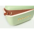 Polarbox Oliva Gold 20L olívazöld retró hűtőtáska arany felirattal és barna pánttal