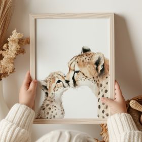 A4 poszter - Szafari - Leopárd anya kölykével