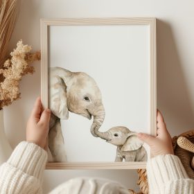 A4 poszter - Szafari - Elefánt anya kölykével