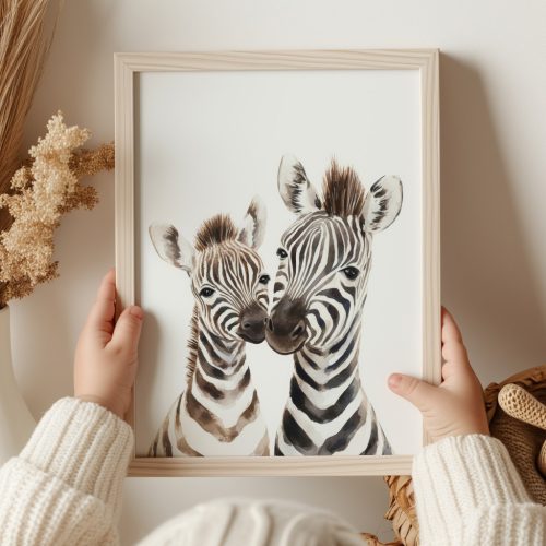 A4 poszter - Szafari - Zebra anya kölykével