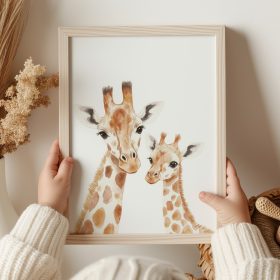 A4 poszter - Szafari - Zsiráf anya kölykével
