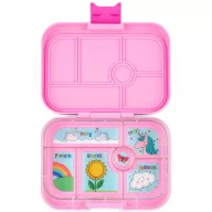 Nyitott Yumbox Original rózsaszín unikornisos 6 rekeszes uzsonnás doboz felülnézetből